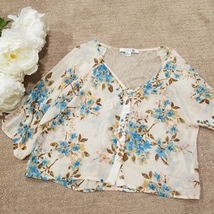 Sheer and lace floral top